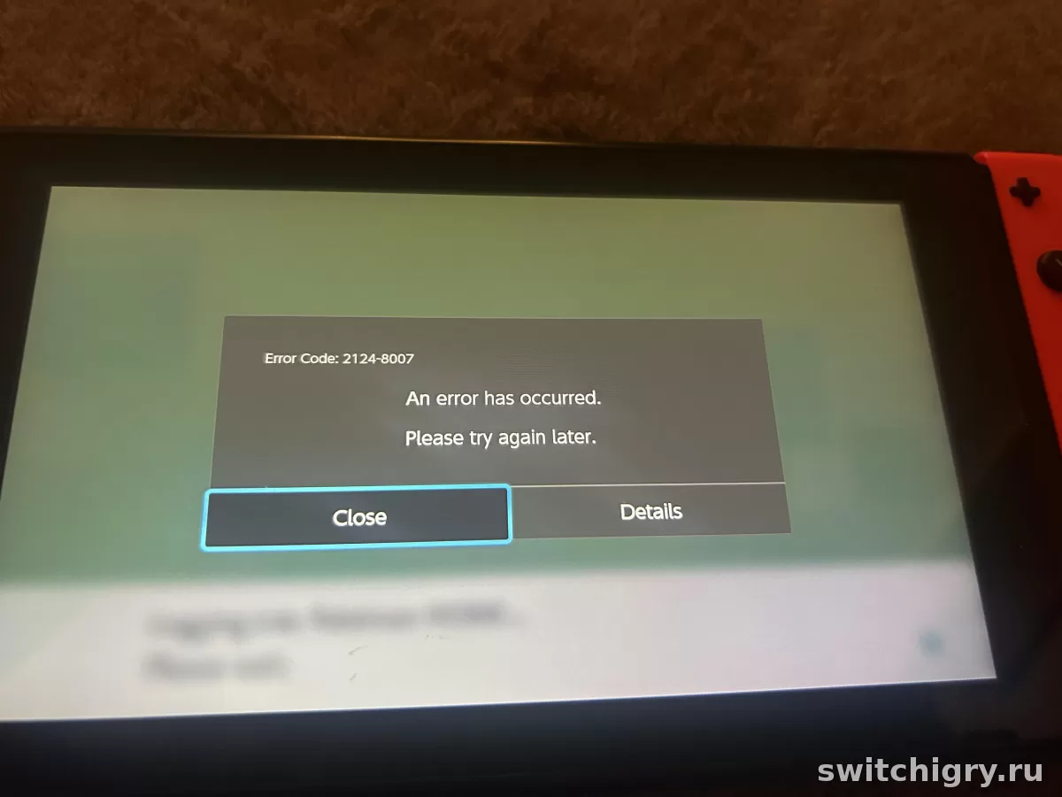 Код ошибки 2124-8007 на Nintendo Switch: что означает и как исправить